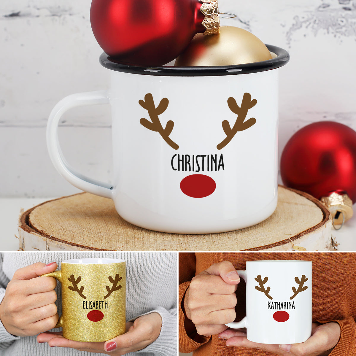 3 verschiedene Varianten an Weihnachtstassen