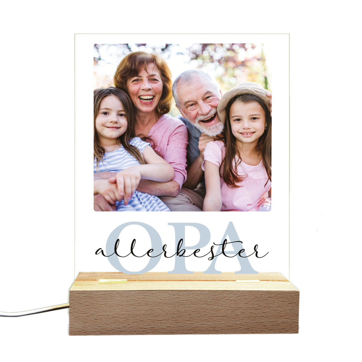 LED-Fotolampe für Opa mit eigenem Bild & Schriftzug | Geschenk für Opa