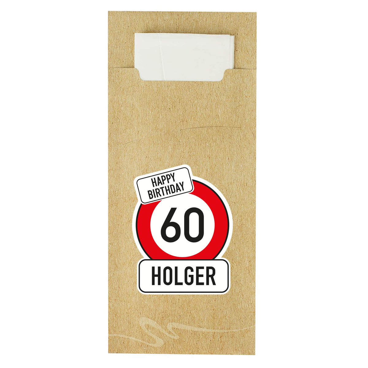Besteckhülle ohne Hintergrund mit Happy Brithday Schriftzug