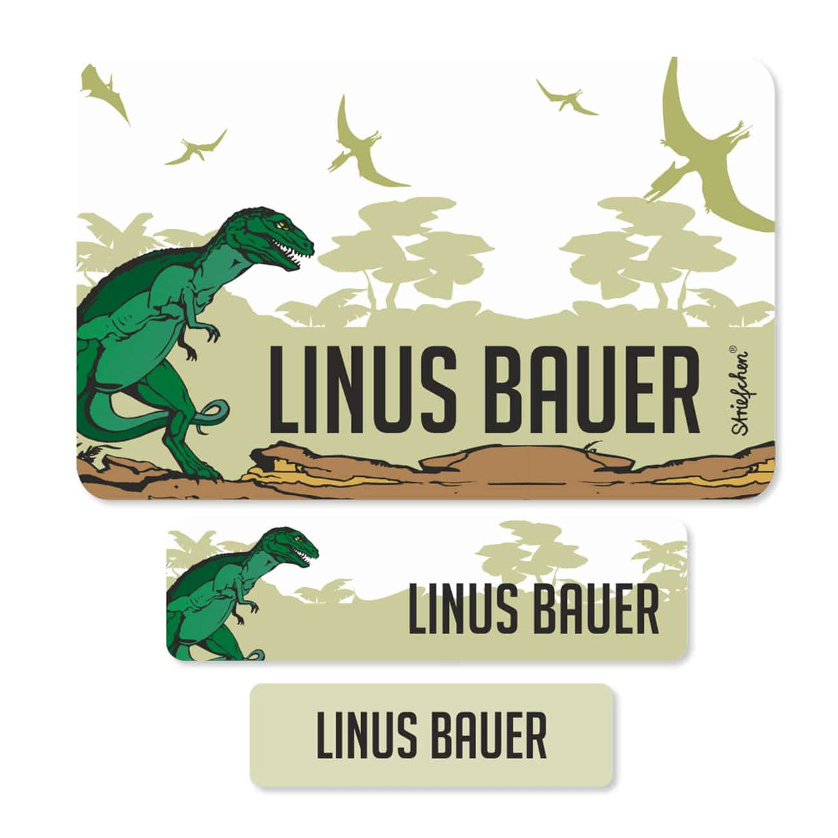 100 Namensaufkleber Dinosaurier