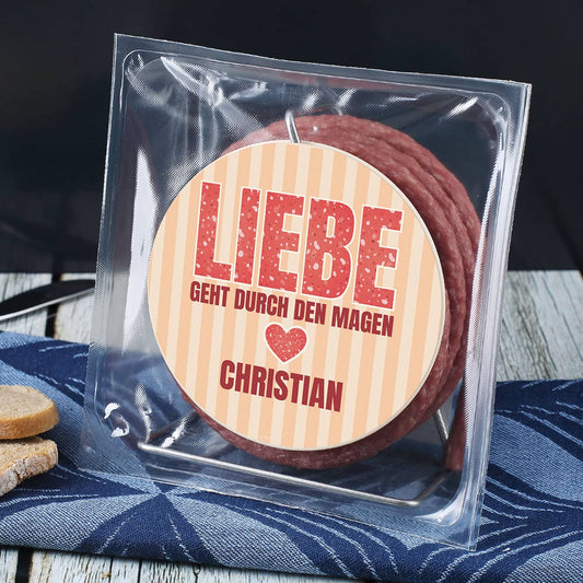 Salami-Kabeltrommel mit Name personalisiert