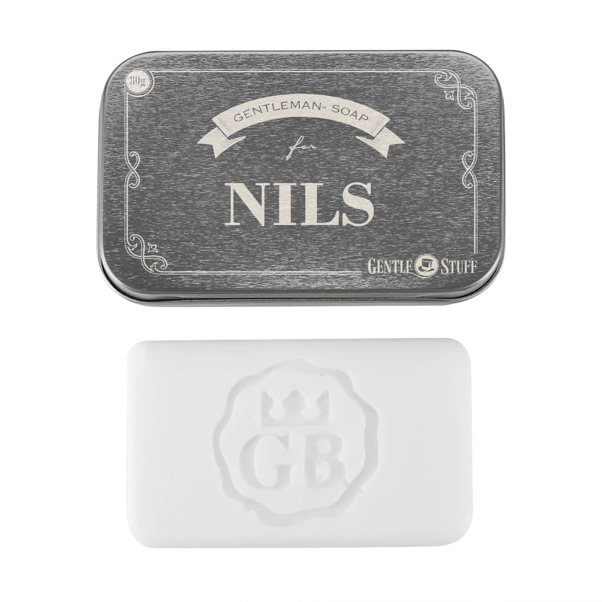 80g Gentleman Seife in gravierter Metall-Geschenkdose mit Name