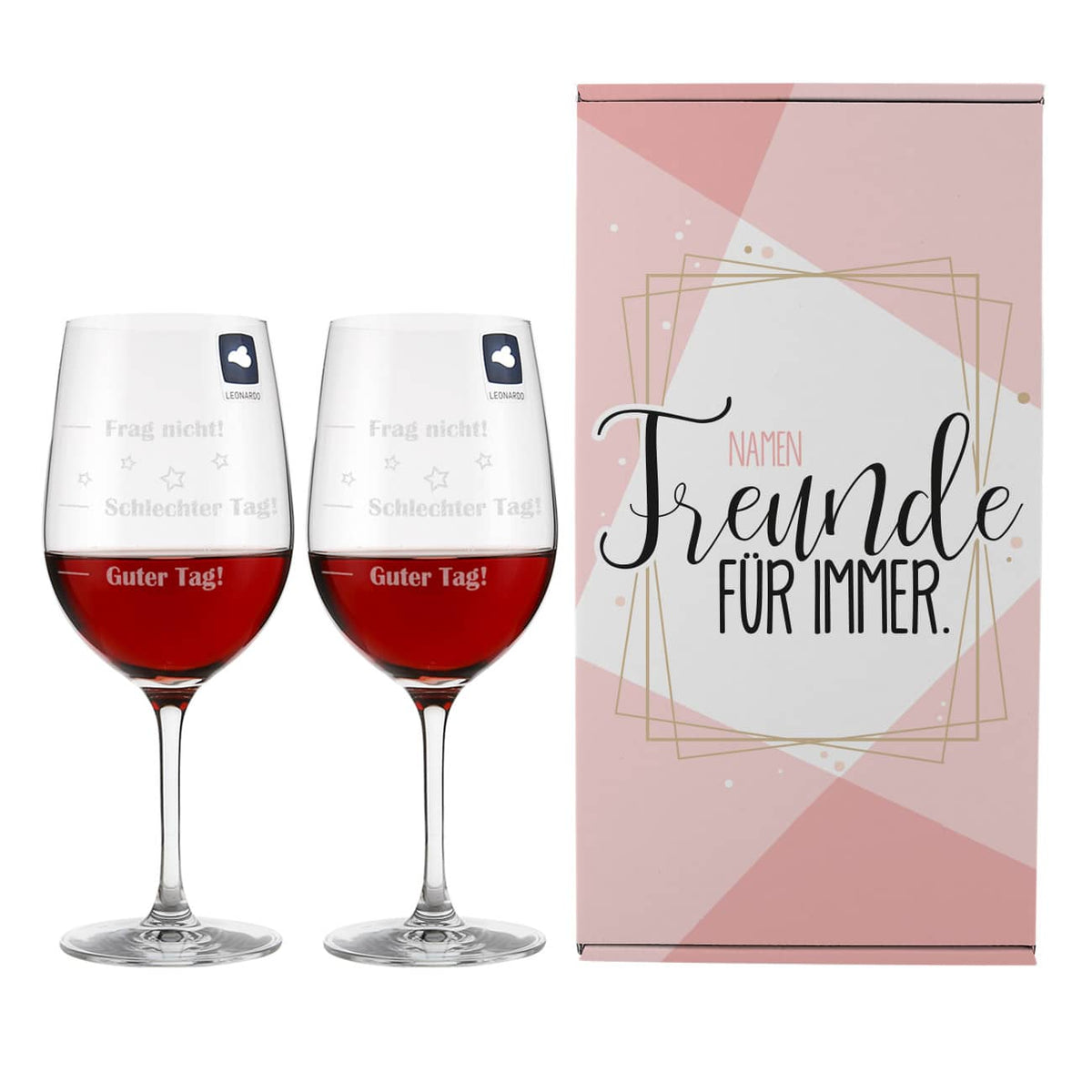 Geschenkset - Freunde für immer - mit zwei Gläsern in Verpackung