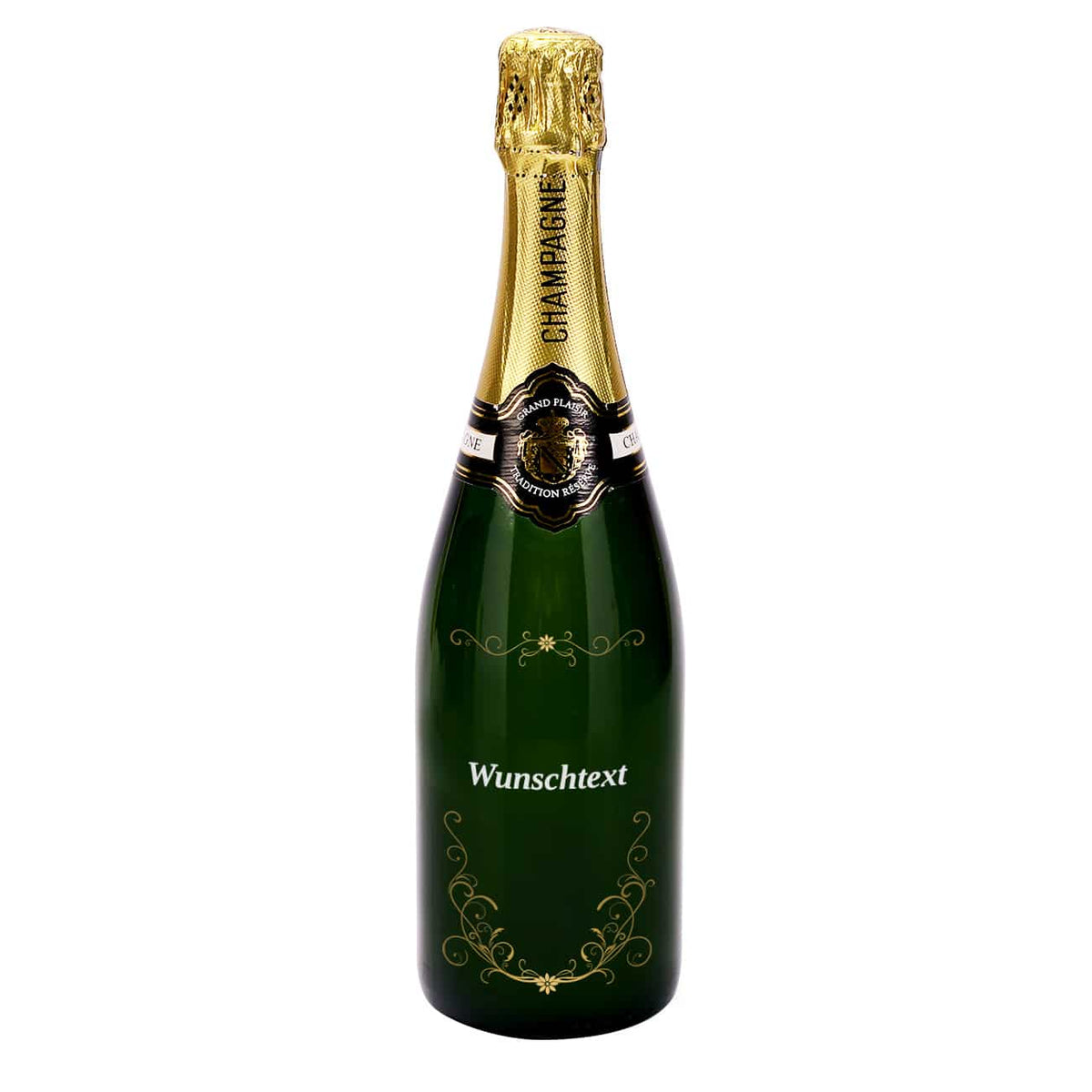 Edler Champagner mit frei wählbarem Wunschtext greviert