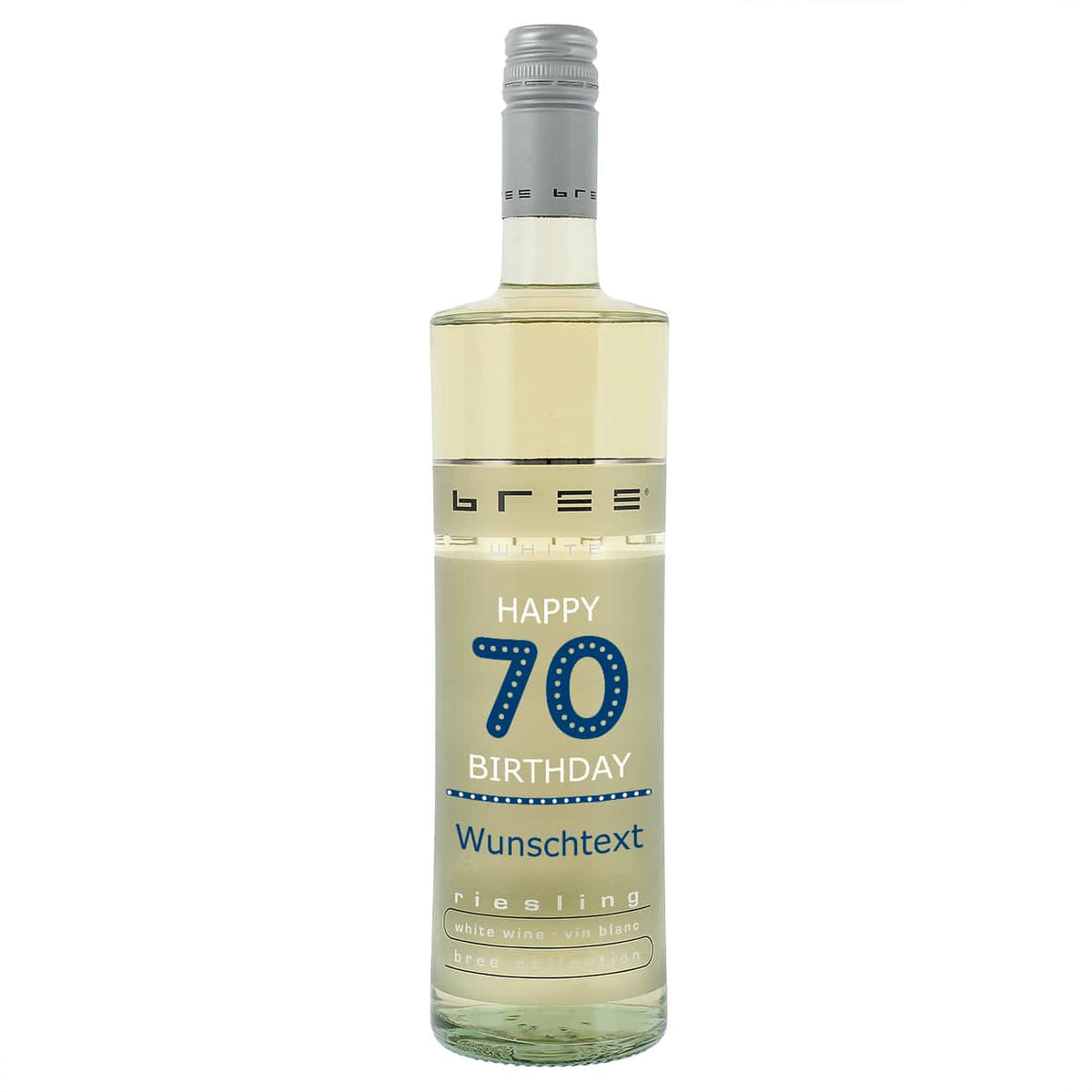 Weinflasche Happy Birthday 70 mit Wunschtext