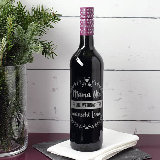 Glühwein mit 3 Zeilen Text graviert