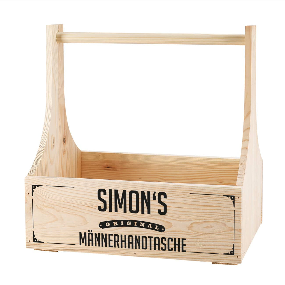 Witzige Männerhandtasche als Flaschenträger mit Name