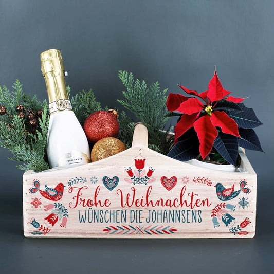 Frohe Weihnachten - Geschenkkorb mit Text personalisiert
