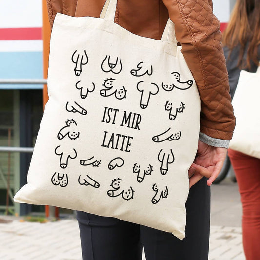 Witziges Penis-Motiv auf Einkaufsbeutel mit Text personalisiert