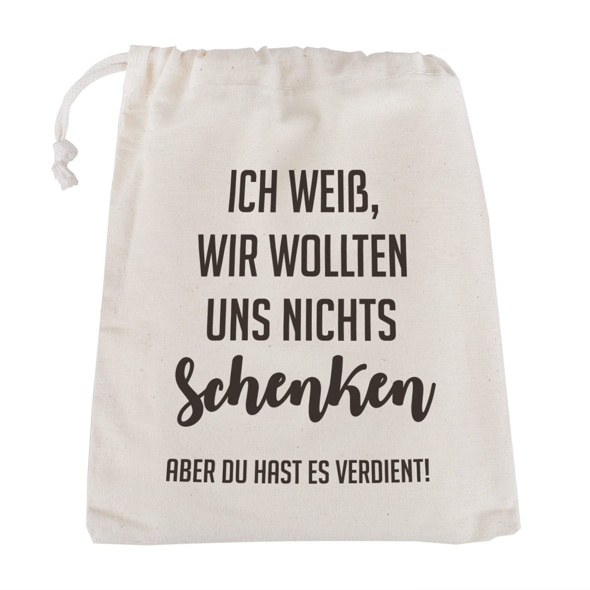 Kleiner Jutesack für kleine Geschenke mit Wunschtext bedruckt