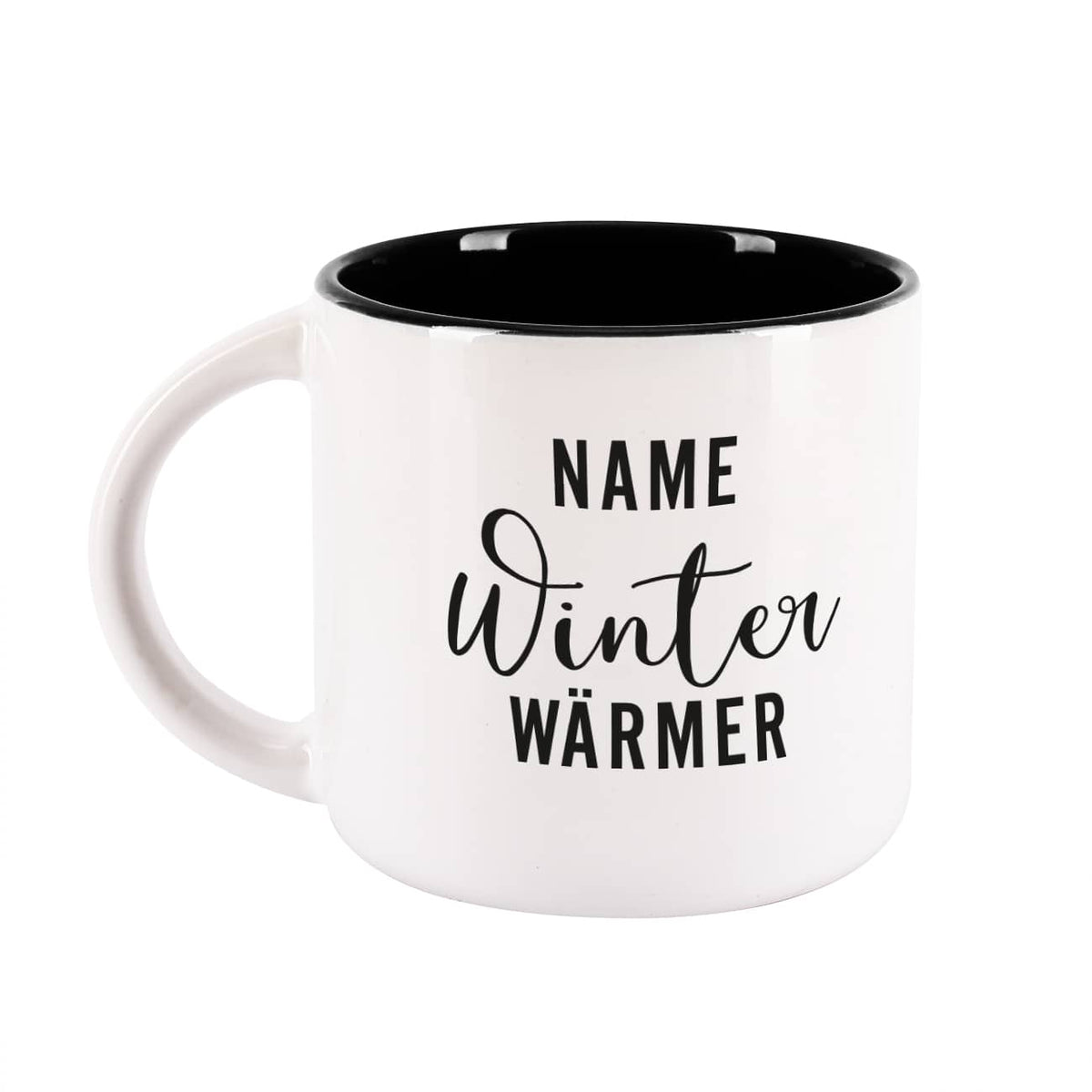 Tasse mit Name und Winter Wärmer Motiv bedruckt