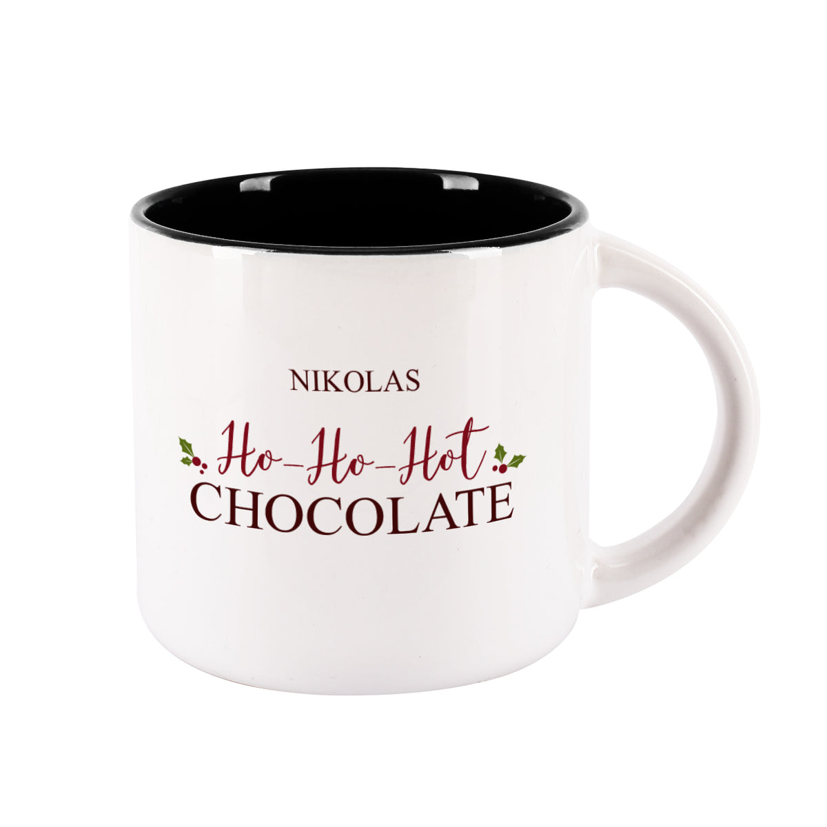 Große weihnachtliche Tasse - Ho-Ho-Hot Chocolate - mit Ihrem Namen