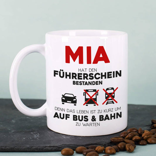 Tasse - Führerschein bestanden - mit Name