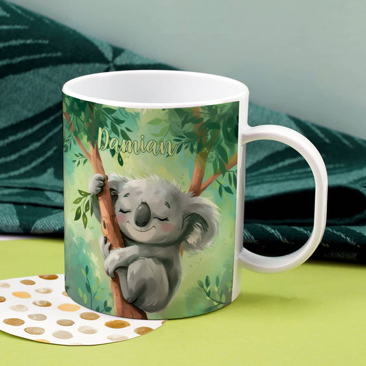 Koala Tasse aus Kunststoff mit Namensaufdruck