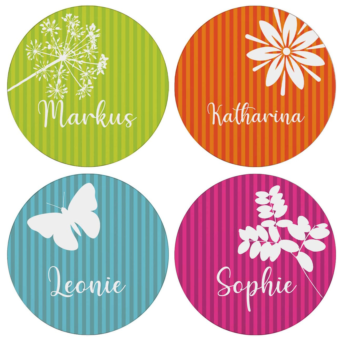 4 Untersetzer mit Name personalisiert
