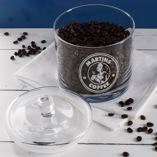 Leonardo Glasdose mit Kaffeemotiv und Ihrem Wunschnamen