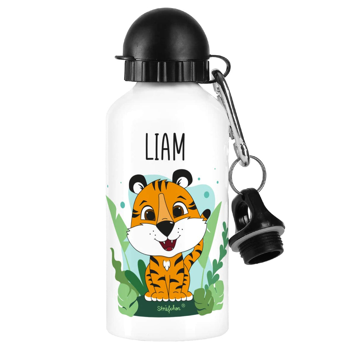 Praktische Trinkflasche aus Metall mit Name personalisiert