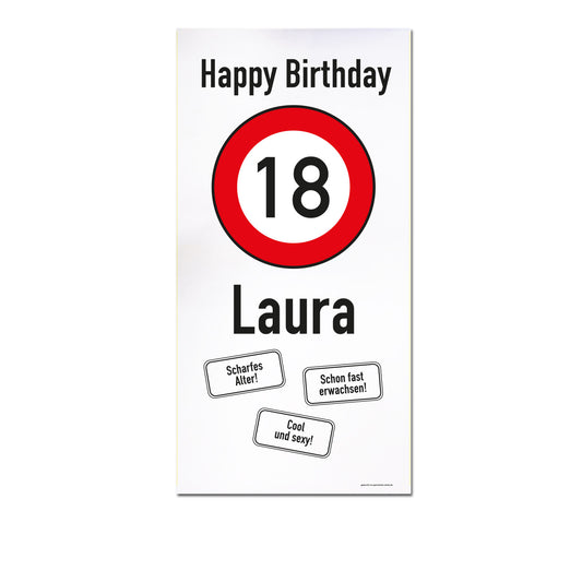 Banner zum 18. Geburtstag mit Name