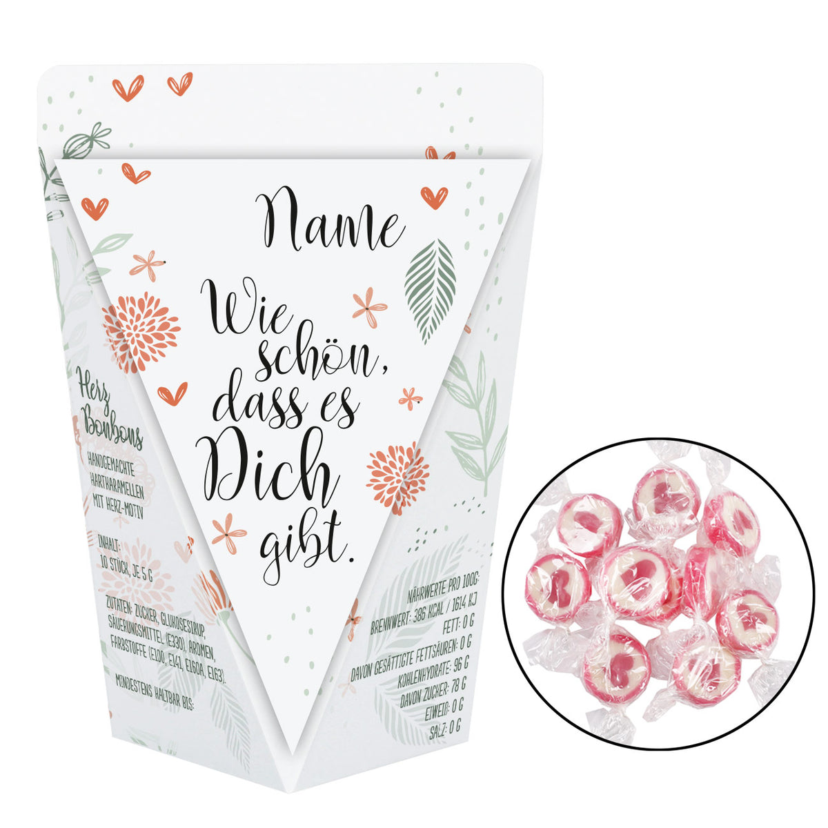 Schöne Geschenktüte mit leckeren Herz-Bonbons