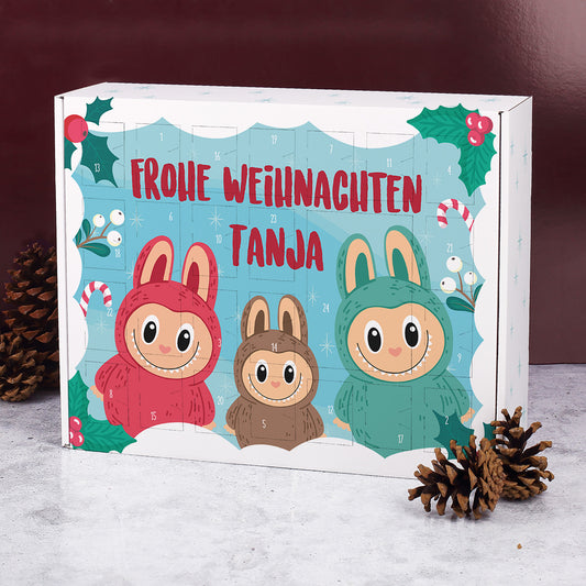 Detailansicht Adventskalender Weihnachts-Monster mit Namenspersonalisierung