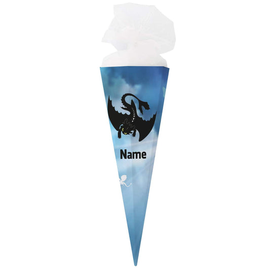 Schultüte mit Drachen und Name
