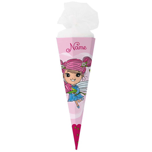 Personalisierte Zuckertüte bedruckt mit Tulpenfee und Name personalisiert