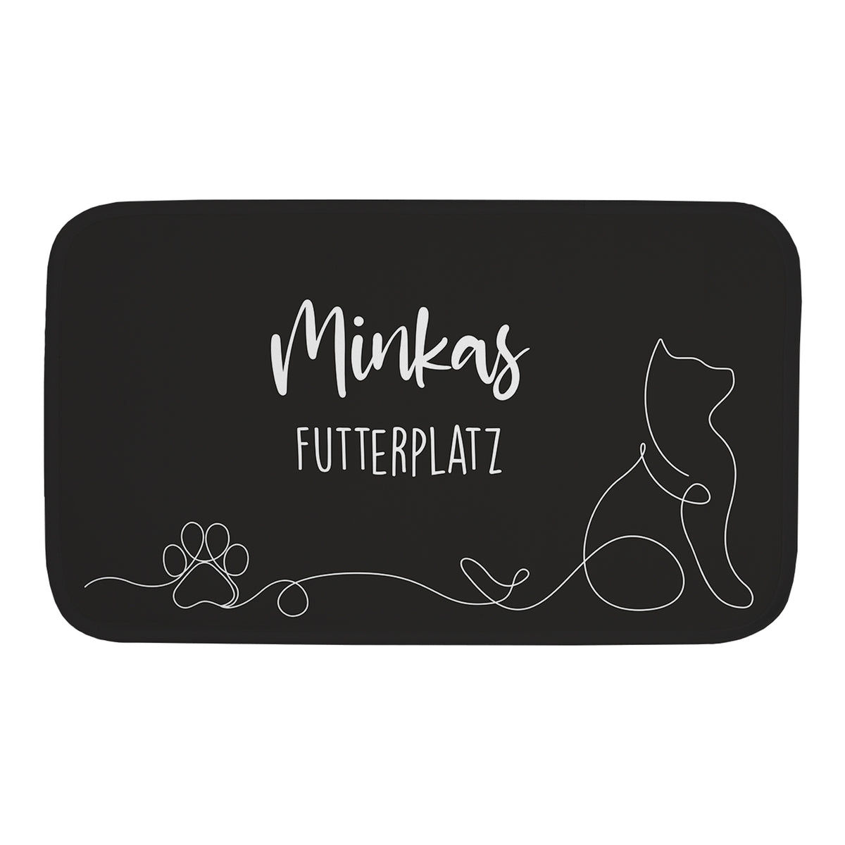 Personalisierbare Katzenmatte mit eigenem Text | Rutschfeste Napfunterlage für Katzen