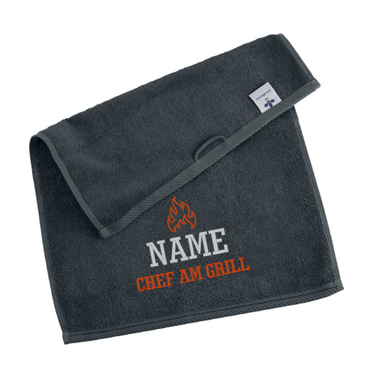 Grillgeschenk - besticktes Handtuch mit Name 30x50cm
