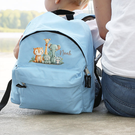 Kinderrucksack mit Tiermotiven in Blau für Jungen | Modell: Safari