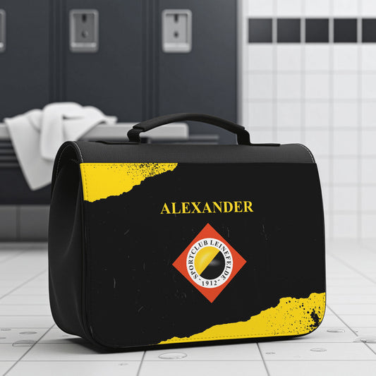 Waschtasche mit SC Leinefelde Logo und Wunschzeile