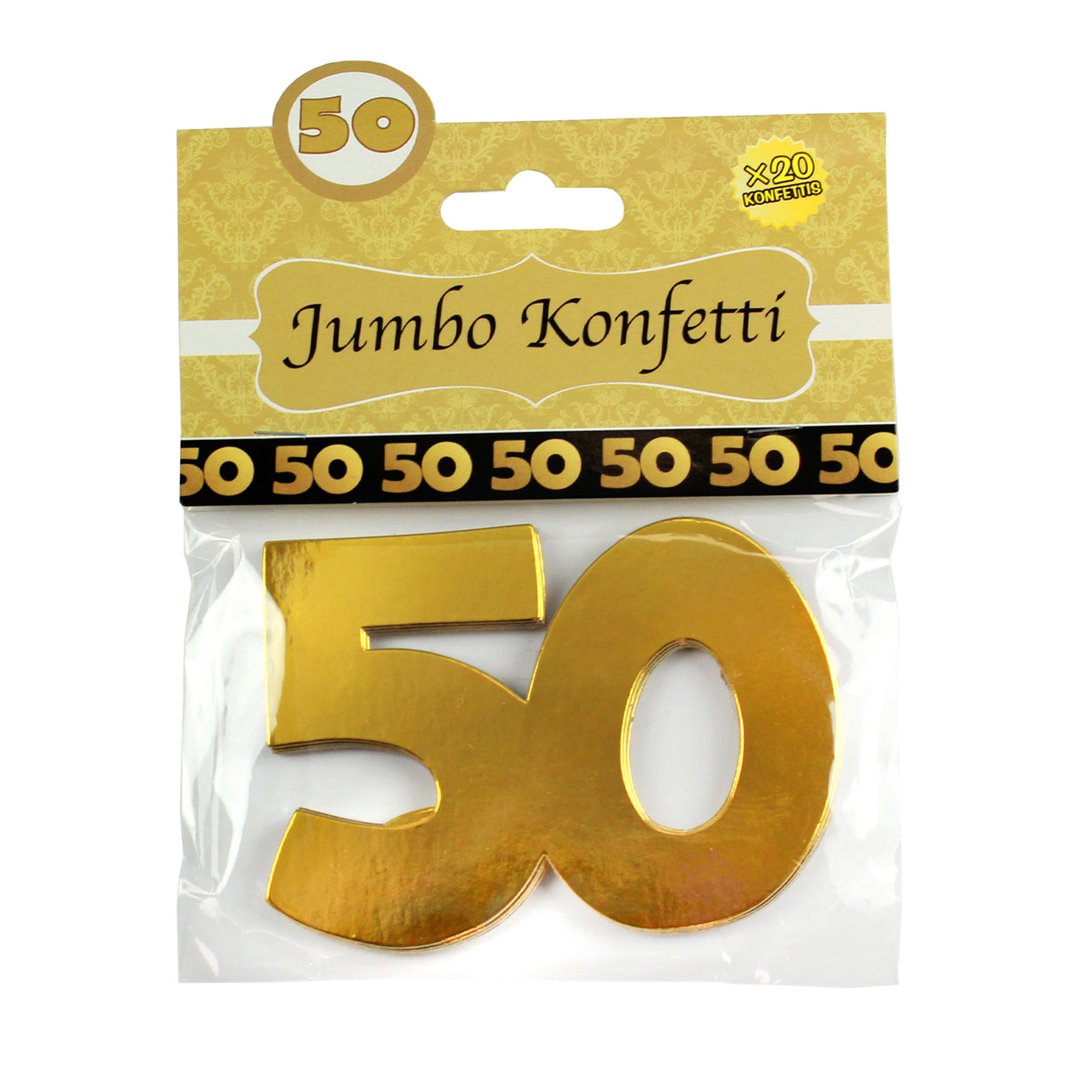 Verpackung Jumbo-Konfetti Zahl 50 in Gold, 20 Stück zur Goldenen Hochzeit