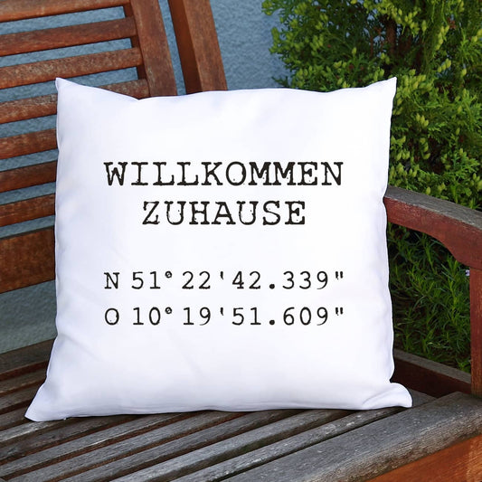 Kissen Koordinaten mit Wunschtext