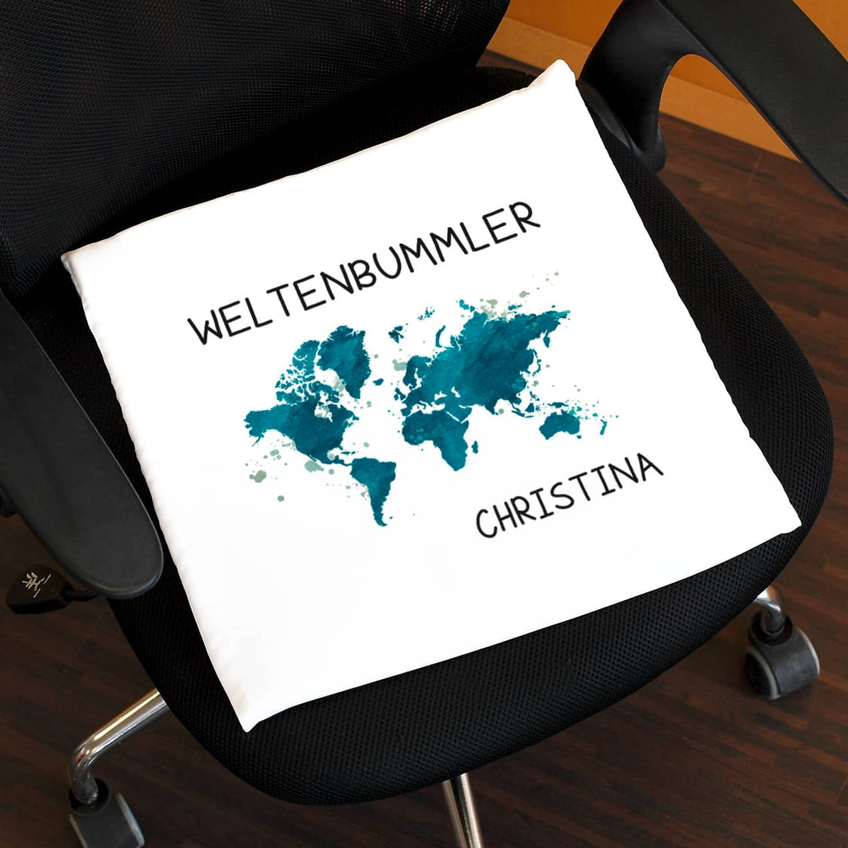 Sitzkissen Weltenbummler, einseitig bedruckt