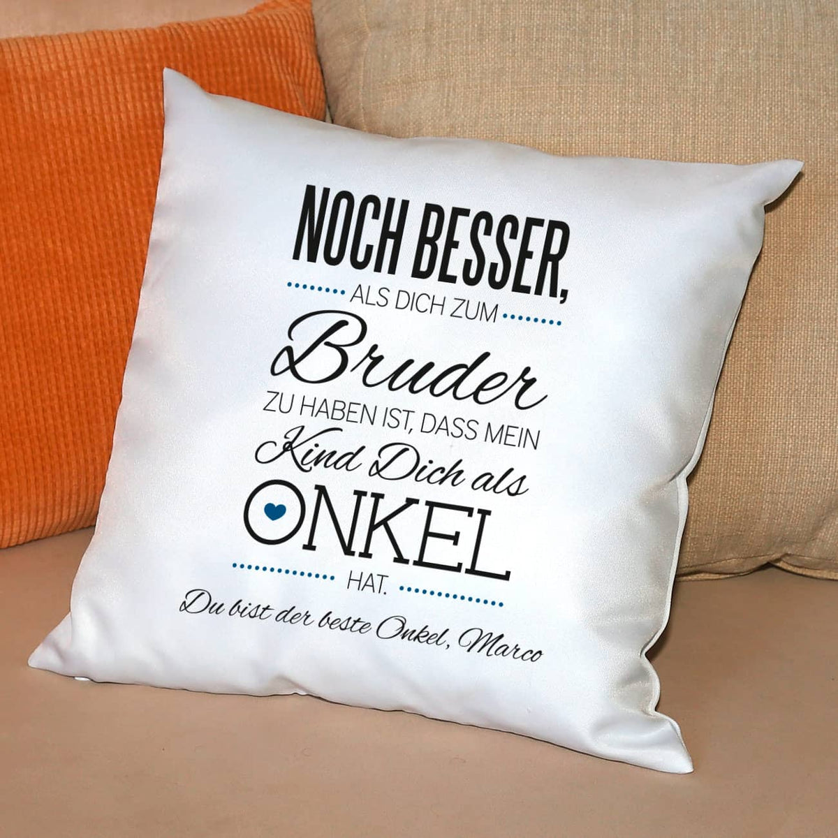 Kissen bedruckt mit Spruch und Wunschtext