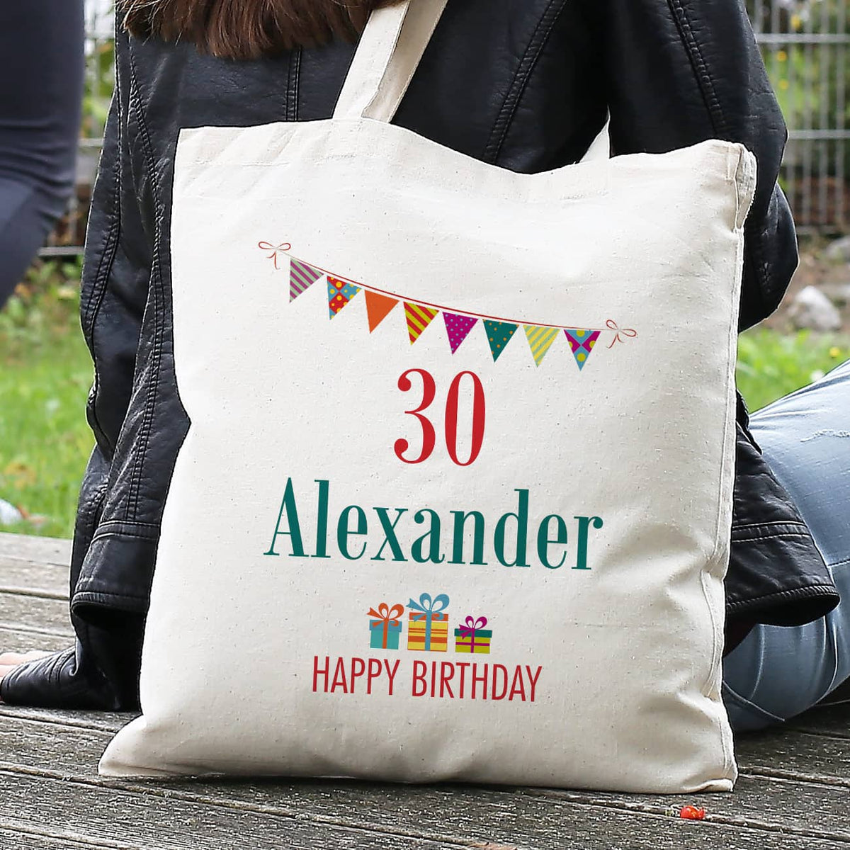 Geschenkverpackung Geburtstag Beutel mit Name und Alter, Happy Birthday
