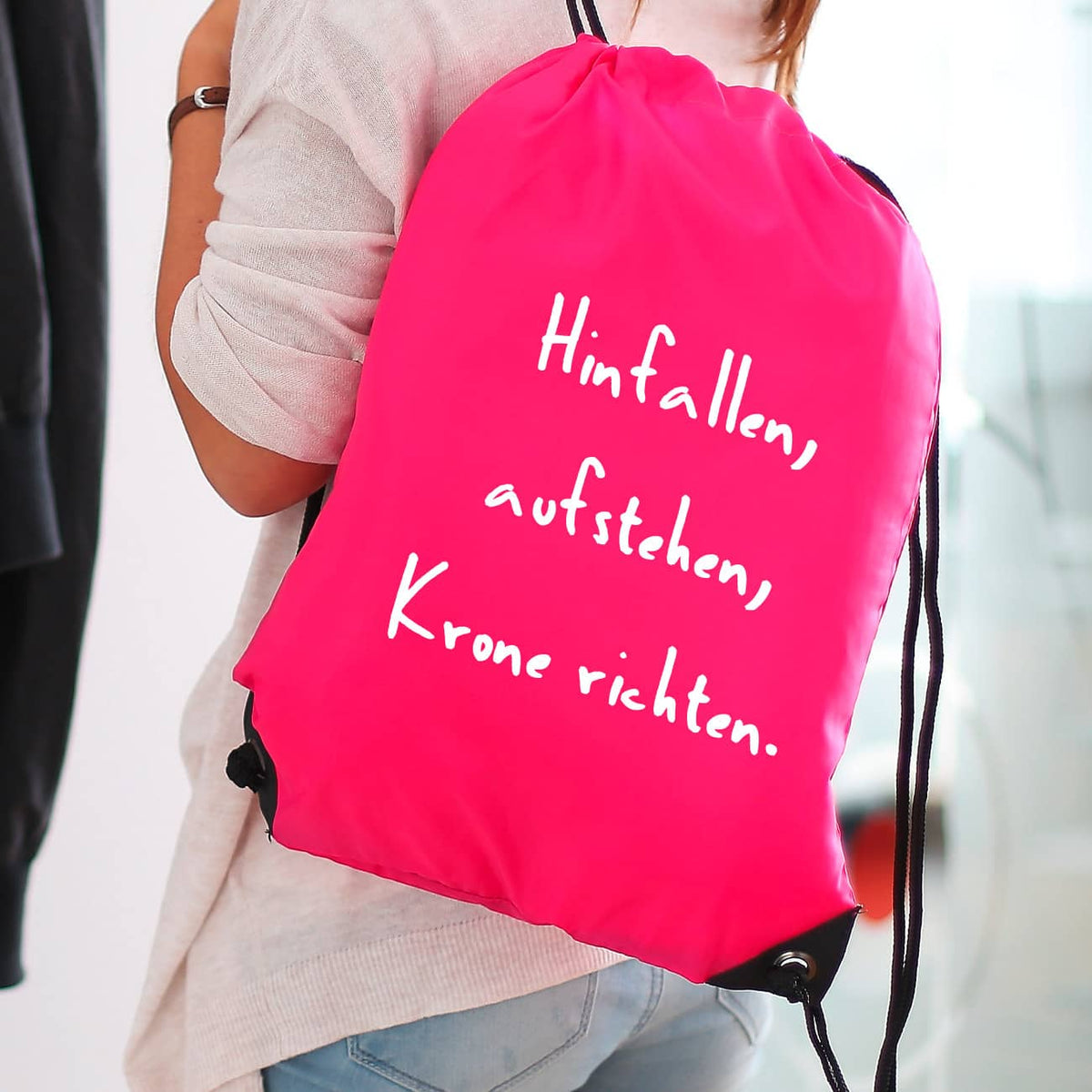Pinker Turnbeutel mit Ihrem Lieblingszitat
