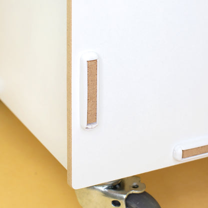 Personalisierte Rollbox aus Holz von clipfritz - Bunte Bausteinwelt | Kinder-Spielzeugkiste mit Name