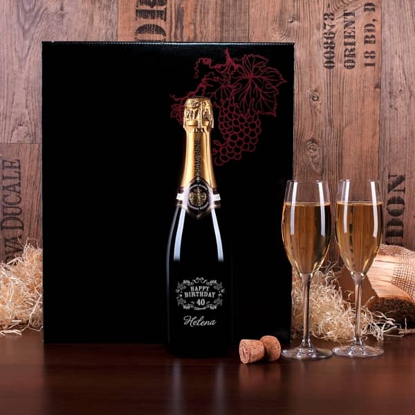 Edles Champagnerset mit Gravur zum Geburtstag 