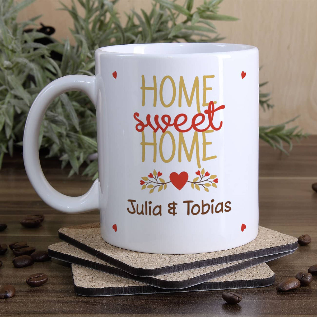 Einzugsgeschenk Tasse Home sweet Home mit Namen
