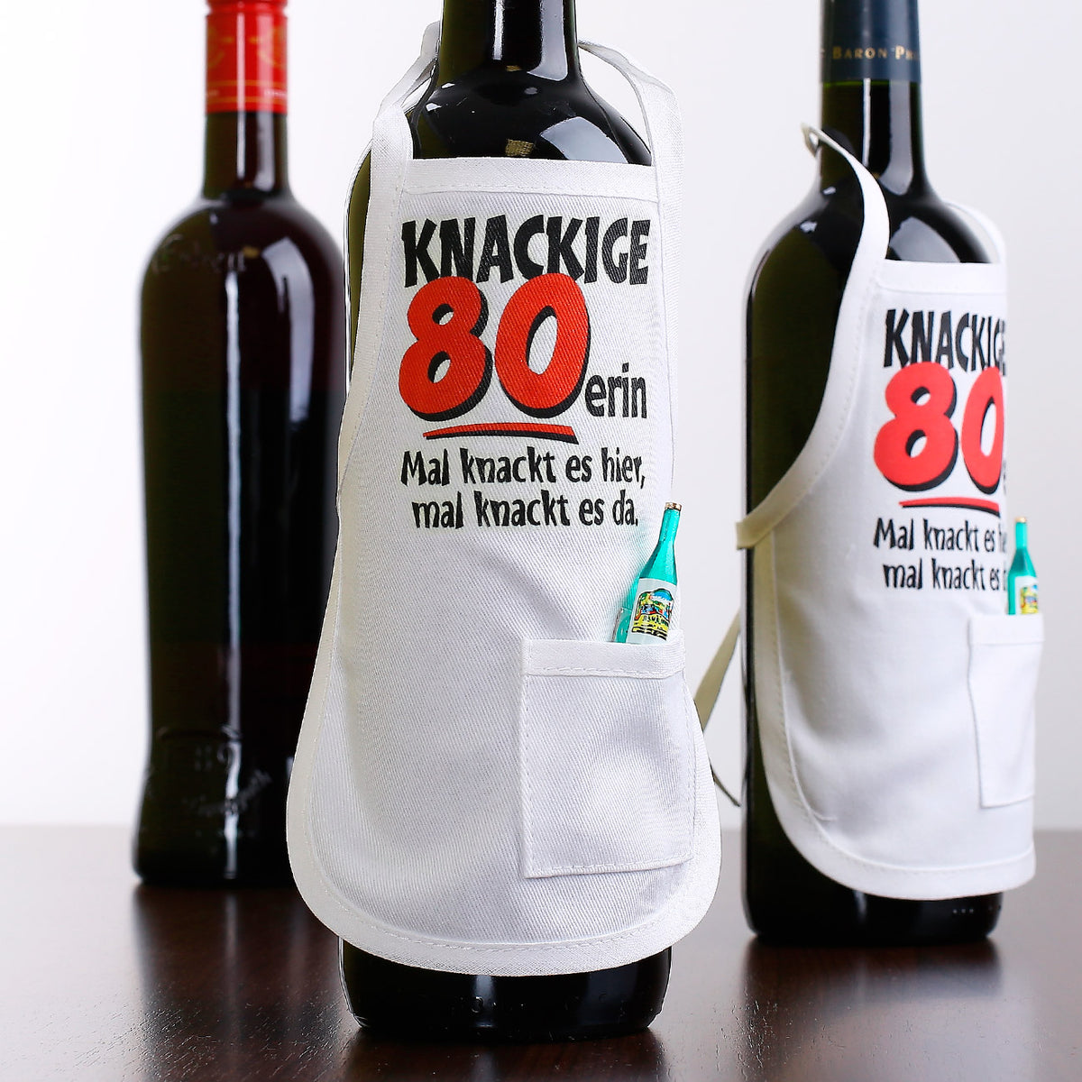 Knackige Flaschenschürze zum 80. Geburtstag 
