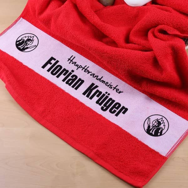 Handtuch mit Namen für Feuerwehrmänner