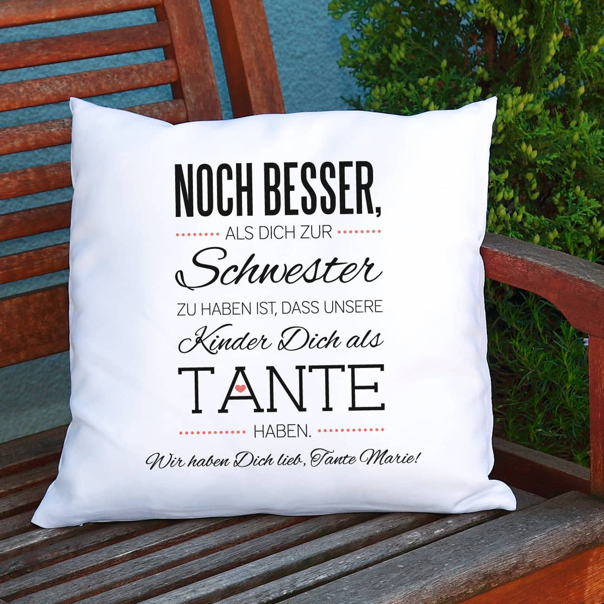 Kissen für die beste Tante mit kurzem Wunschtext