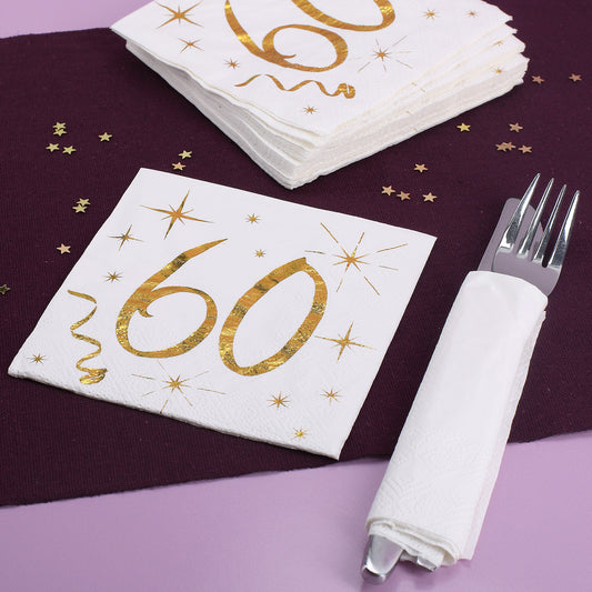 Gold-Metallic Servietten zum 60. Geburtstag