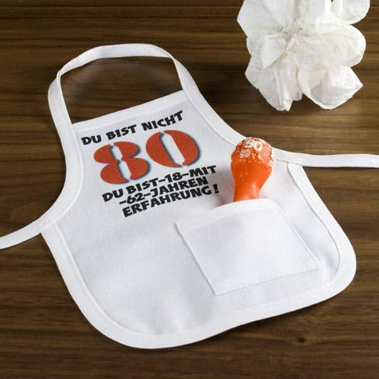weiße Schürze mit Spruch zum 80.