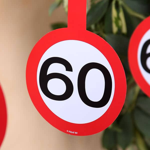 Papiergirlande Verkehrsschild 60