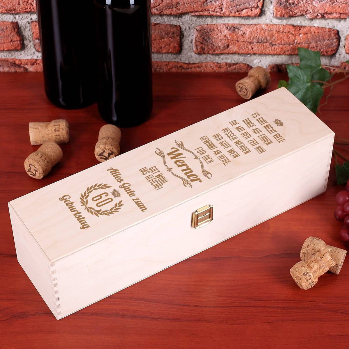 Holzweinkiste zum Geburtstag mit Name