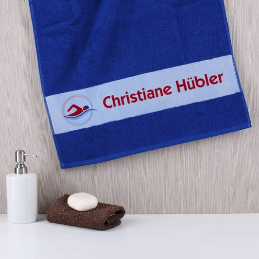 Handtuch mit Namen für Schwimmer