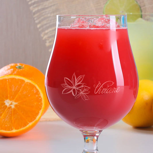 Cocktailglas graviert mit Name und Blüten