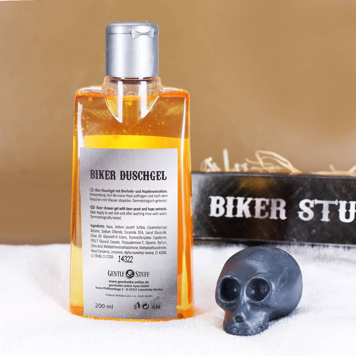 Biker-Duschgel mit Totenkopf-Seife