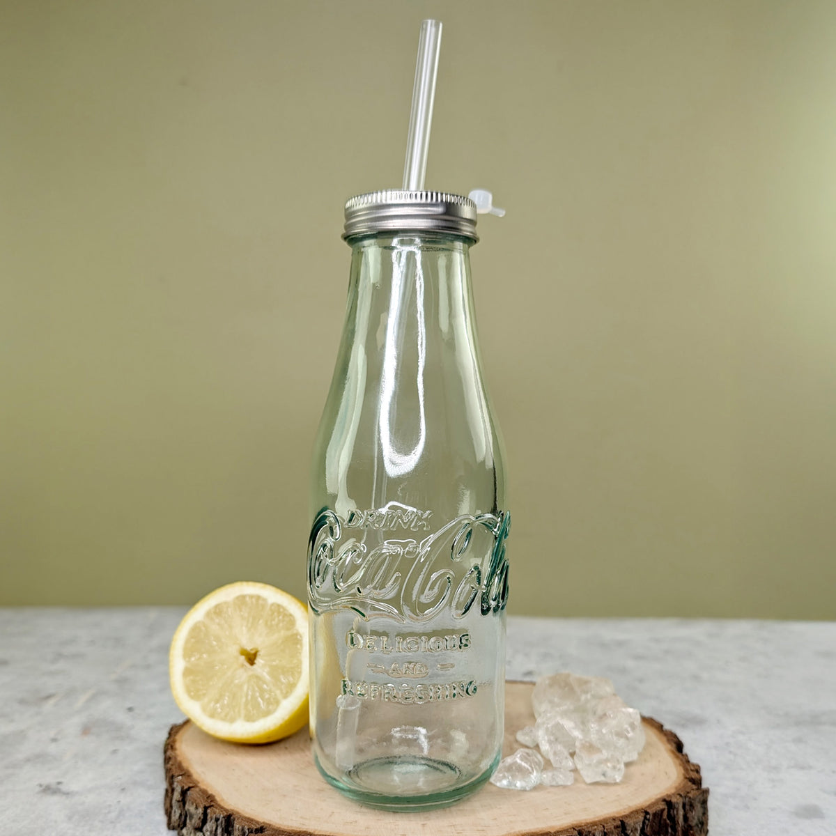 Retro Coca-Cola Trinkflasche aus Glas personalisiert mit Name und Urlaubsmotiv